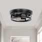 10.6 in. 2-Light Black Farmhouse Flush Mount with Drum Metal Cage Shade for Entryway Bedroom(2-Pack)