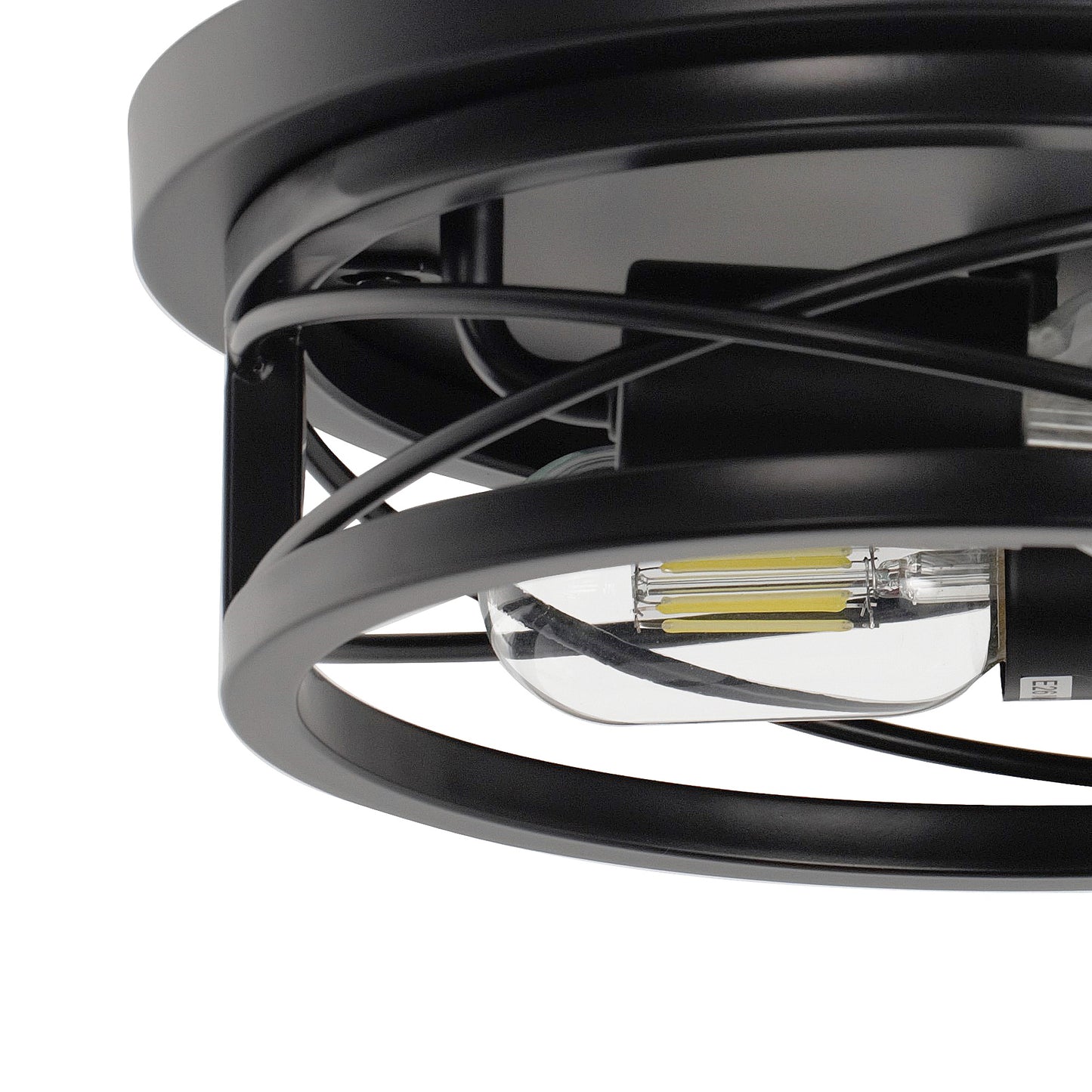 10.6 in. 2-Light Black Farmhouse Flush Mount with Drum Metal Cage Shade for Entryway Bedroom(2-Pack)