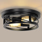 10.6 in. 2-Light Black Farmhouse Flush Mount with Drum Metal Cage Shade for Entryway Bedroom(2-Pack)