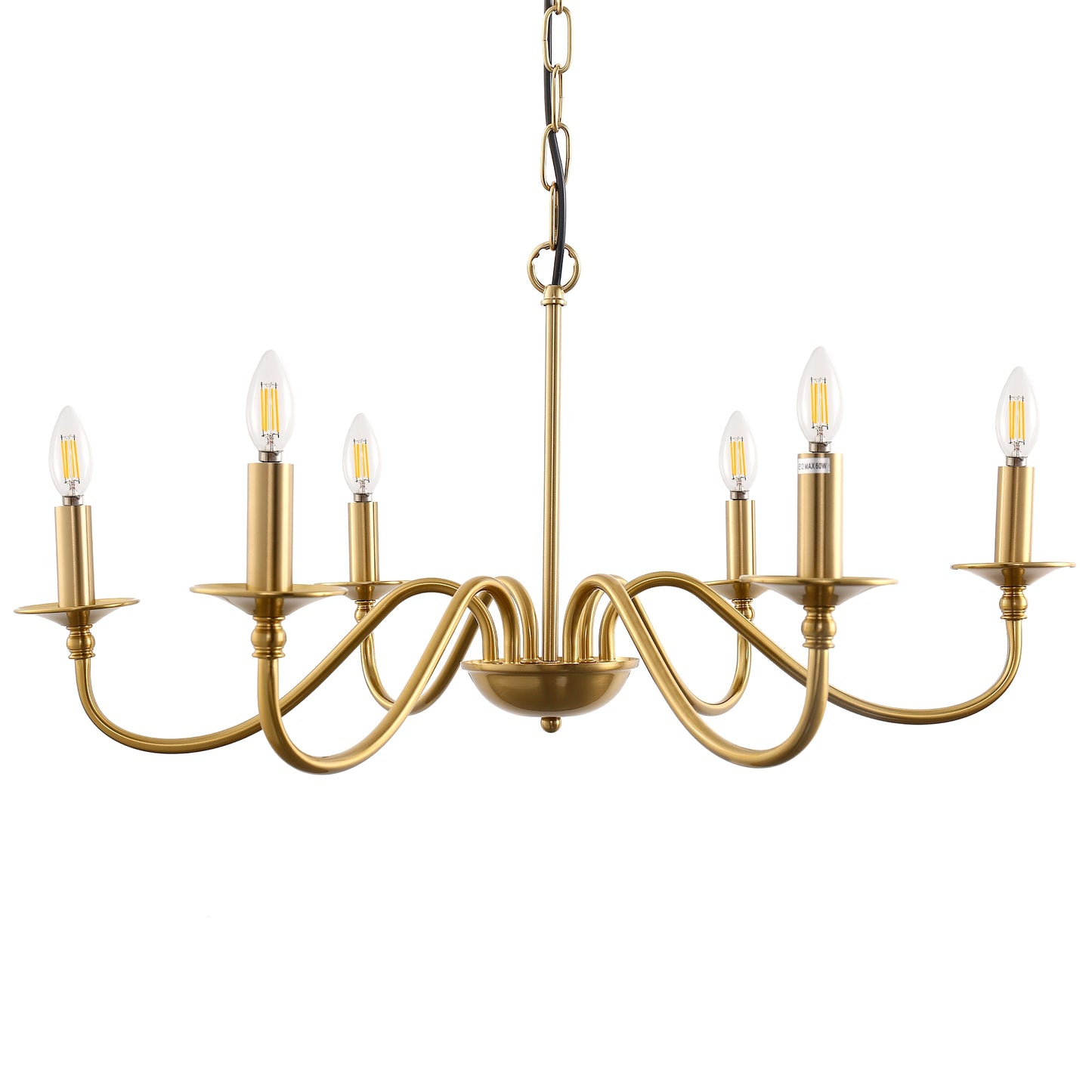 6-Light Gold Candle Rustic Industrial Iron Chandeliers for Dining Room Living Room