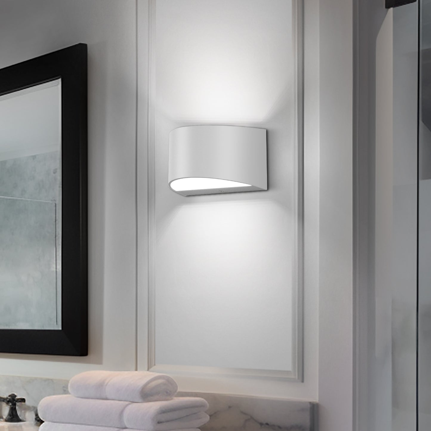8.03 in. 1-Light White Modern Lantern Wall Sconce, Up and Down Wall Mount Light Living Room Bedroom Hallway (2-Pack)