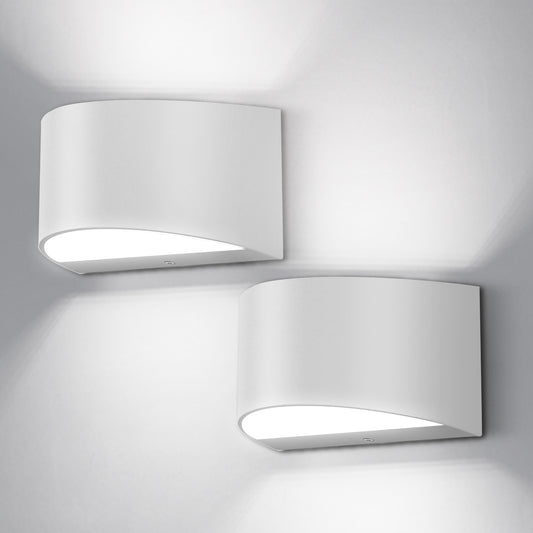 8.03 in. 1-Light White Modern Lantern Wall Sconce, Up and Down Wall Mount Light Living Room Bedroom Hallway (2-Pack)