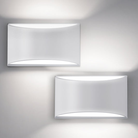 YANSUN 8 in. 1-Light White Modern Lantern Wall Sconce for Living Room and Hallway (2-Pack)