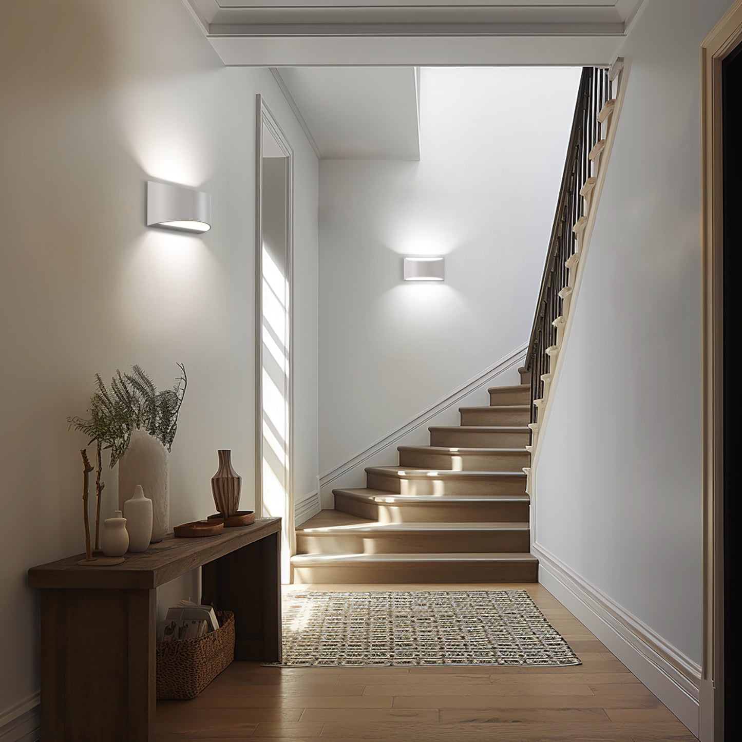 8.03 in. 1-Light White Modern Lantern Wall Sconce, Up and Down Wall Mount Light Living Room Bedroom Hallway (2-Pack)