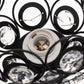 7 in. 1-Light Black Semi Flush Mount Ceiling Light Fixture with Antique Metal Crystal Shade