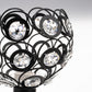 7 in. 1-Light Black Semi Flush Mount Ceiling Light Fixture with Antique Metal Crystal Shade