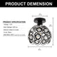 7 in. 1-Light Black Semi Flush Mount Ceiling Light Fixture with Antique Metal Crystal Shade