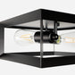 YANSUN 11 in. 2-Light Black Farmhouse Caged Square Flush Mount Industrial Vintage Ceiling Lighting