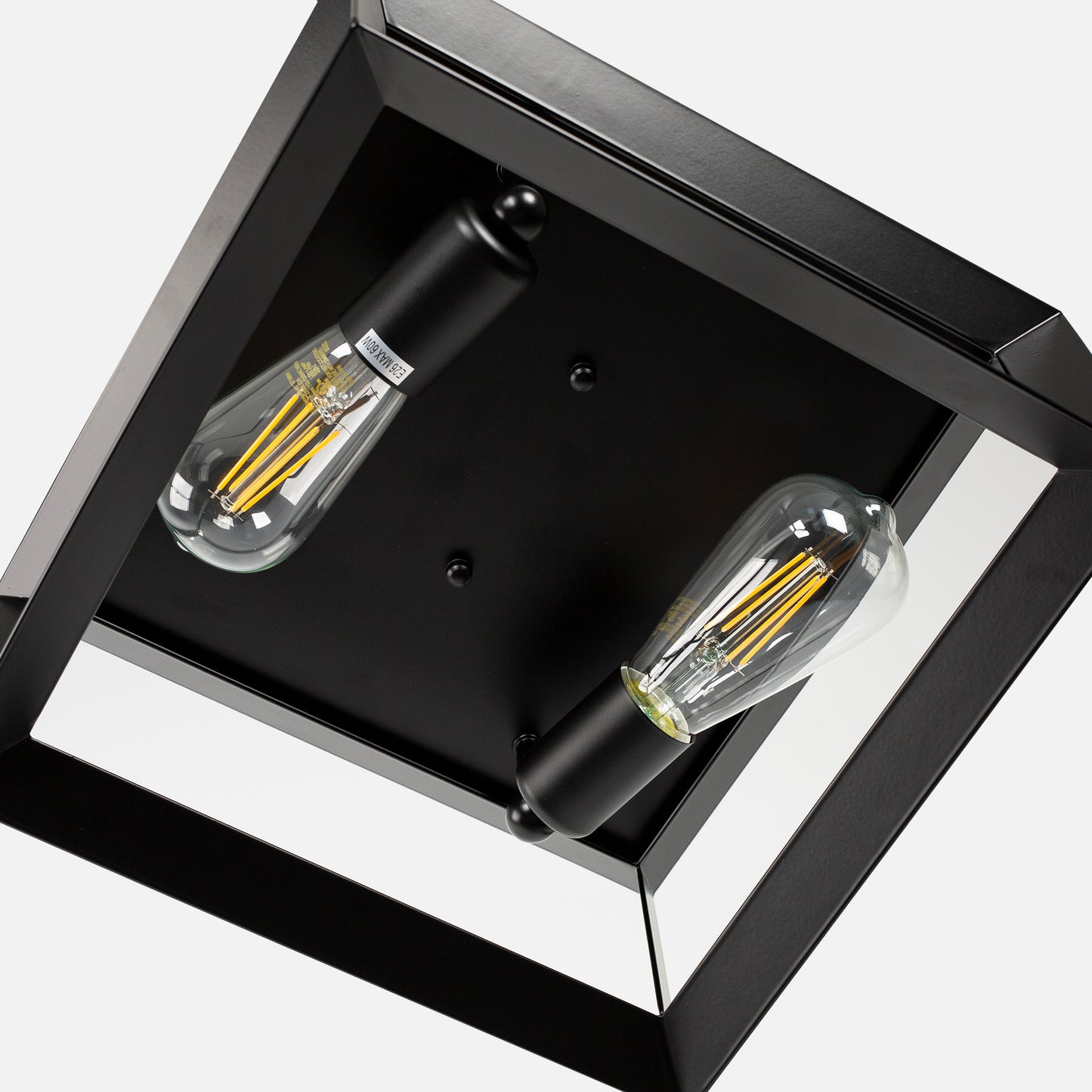 YANSUN 11 in. 2-Light Black Farmhouse Caged Square Flush Mount Industrial Vintage Ceiling Lighting