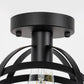 YANSUN Black Spherical Ceiling Light Fixture, Vintage Semi-Flush Mount Ceiling Light for Hallway Stairway Porch Bedroom Kitchen