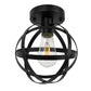 YANSUN Black Spherical Ceiling Light Fixture, Vintage Semi-Flush Mount Ceiling Light for Hallway Stairway Porch Bedroom Kitchen