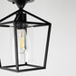 YANSUN 7 in. 1-Light Black Farmhouse Retro Cage Semi Flush Mount