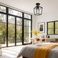 YANSUN 7 in. 1-Light Black Farmhouse Retro Cage Semi Flush Mount