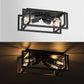YANSUN 11.41 in. 4-Light Industrial Caged Flush Mount , Metal Black Square Ceiling Light Fixtures for Kitchen Island