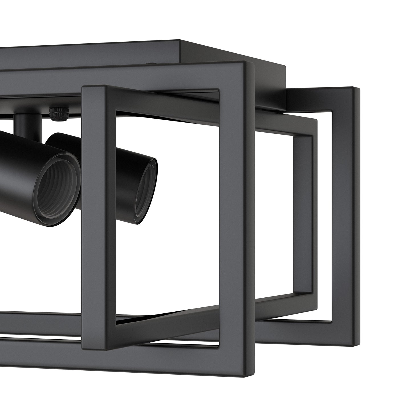 YANSUN 11.41 in. 4-Light Industrial Caged Flush Mount , Metal Black Square Ceiling Light Fixtures for Kitchen Island