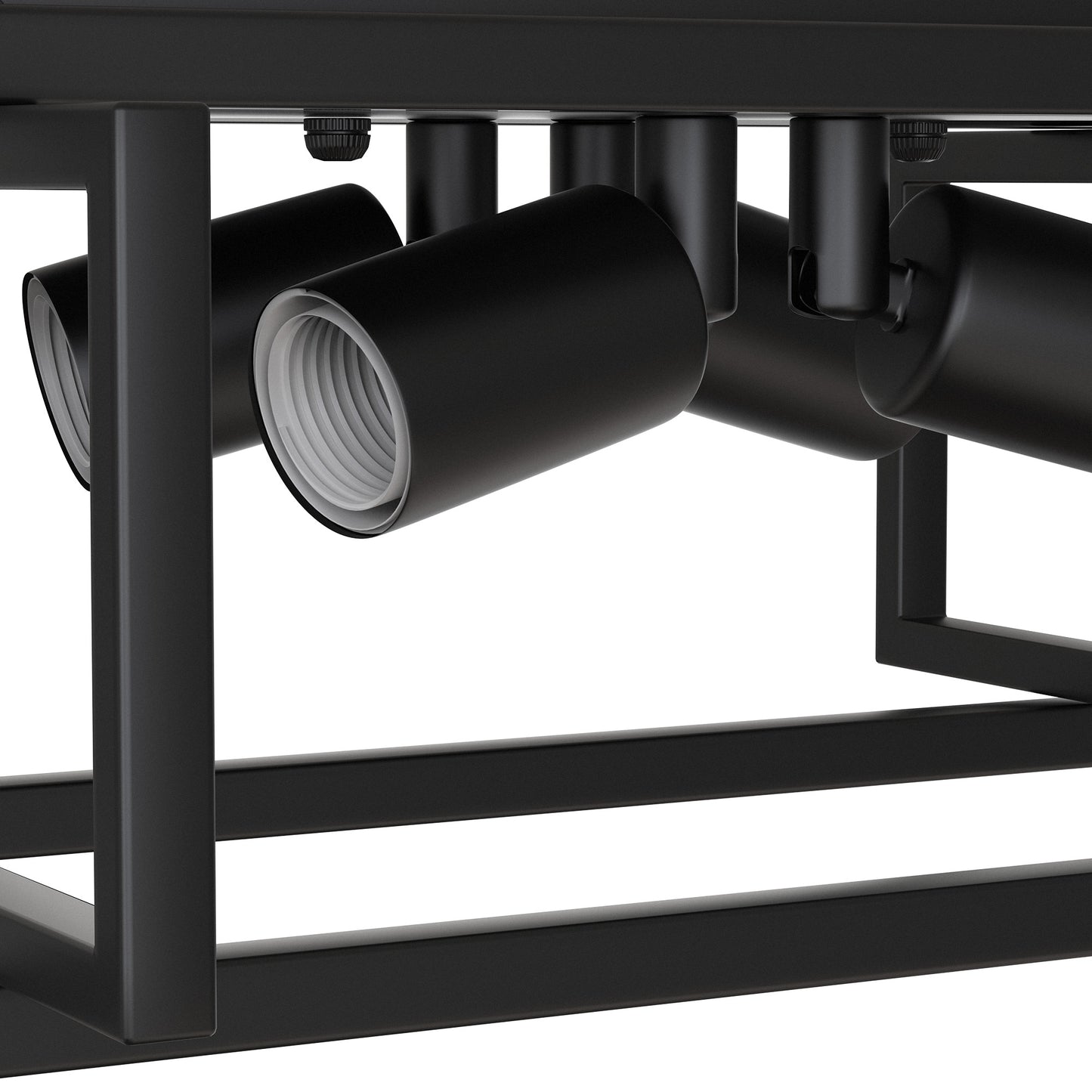 YANSUN 11.41 in. 4-Light Industrial Caged Flush Mount , Metal Black Square Ceiling Light Fixtures for Kitchen Island