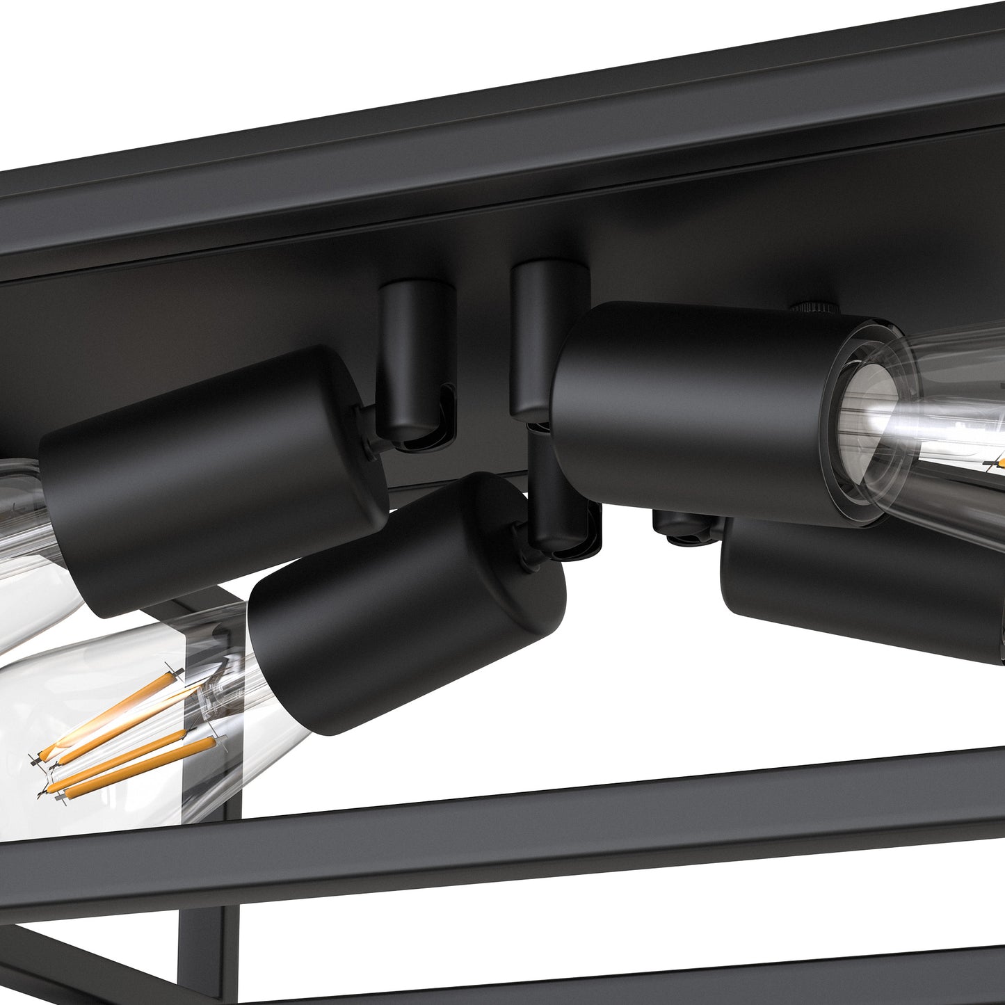 YANSUN 11.41 in. 4-Light Industrial Caged Flush Mount , Metal Black Square Ceiling Light Fixtures for Kitchen Island