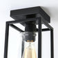 YANSUN 5.51 in. 1-Light Black Metal Frame Flush Mount with Clear Glass Shade
