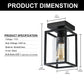 Flush Mount Ceiling Light Fixture, Black Metal Frame Ceiling Light Fixture with Clear Glass Shade, Farmhouse Light Fixture for Kitchen Island Entryway Porch Foyer Dining Room