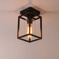 YANSUN 5.51 in. 1-Light Black Metal Frame Flush Mount with Clear Glass Shade