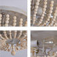 YANSUN 3-Light Boho Farmhouse Drum Flush Mount Ceiling Light Fixture Wood Beaded Chandelier for Hallway Baby's Nursery Bedroom