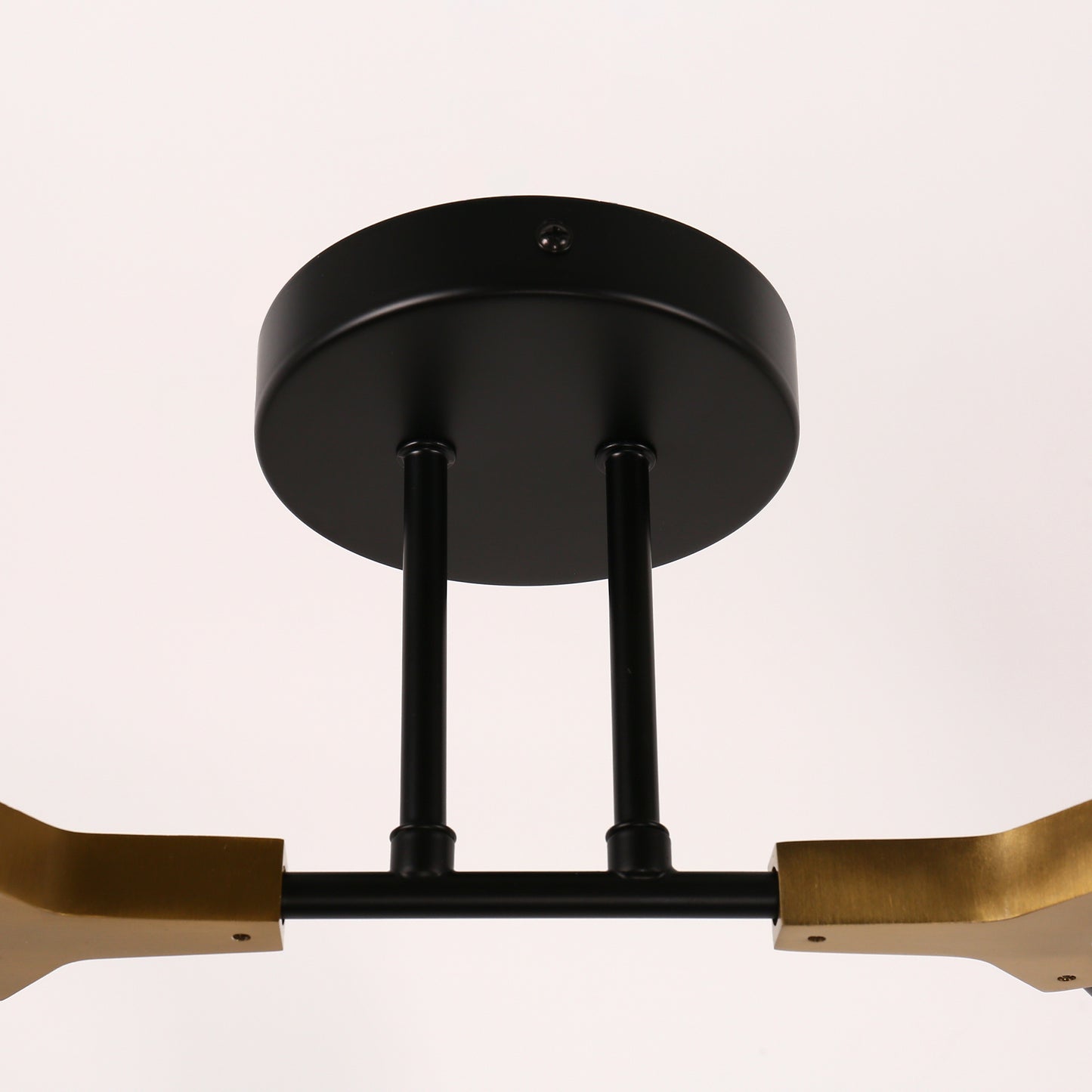 35 in. 6-Light Black and Gold Modern Sputnik Semi-Flush Mount, for Bedroom Living Room Hallway