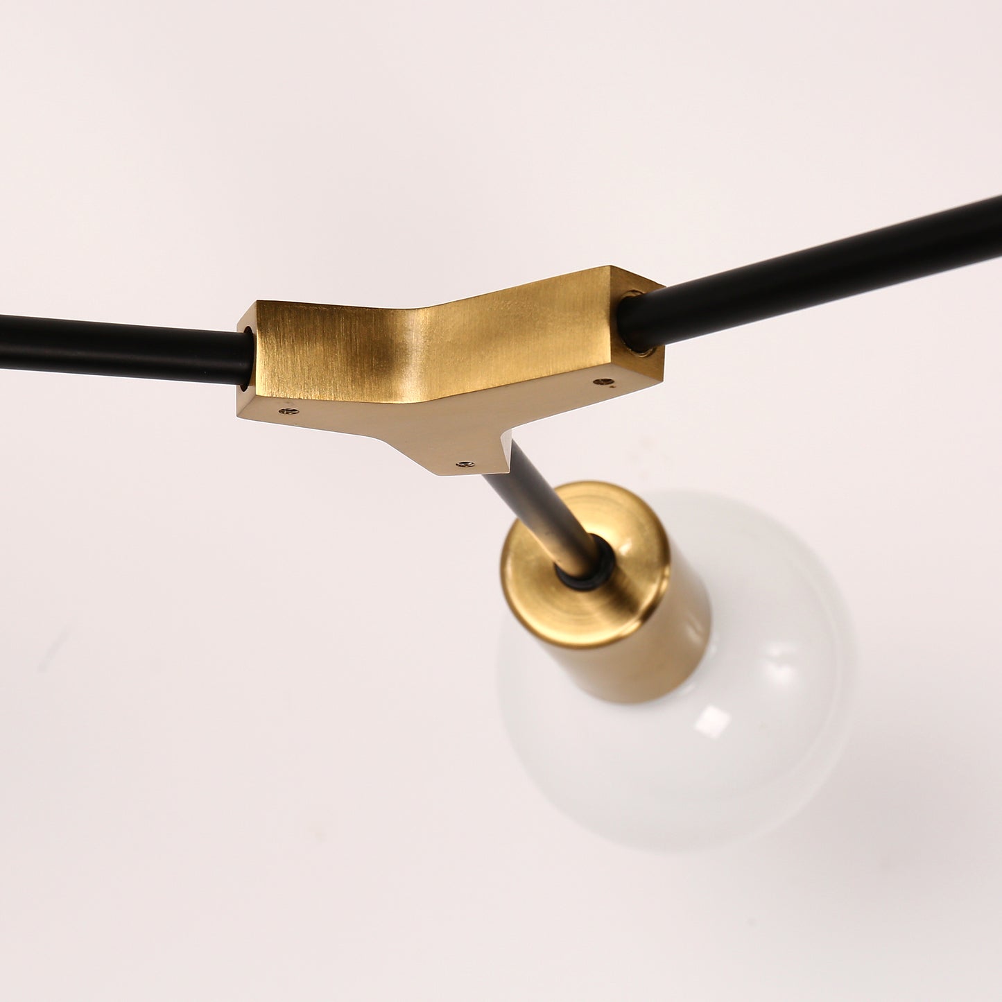 35 in. 6-Light Black and Gold Modern Sputnik Semi-Flush Mount, for Bedroom Living Room Hallway