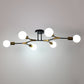 35 in. 6-Light Black and Gold Modern Sputnik Semi-Flush Mount, for Bedroom Living Room Hallway