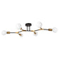 35 in. 6-Light Black and Gold Modern Sputnik Semi-Flush Mount, for Bedroom Living Room Hallway
