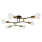 35 in. 6-Light Black and Gold Modern Sputnik Semi-Flush Mount, for Bedroom Living Room Hallway