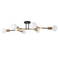 35 in. 6-Light Black and Gold Modern Sputnik Semi-Flush Mount, for Bedroom Living Room Hallway