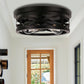 11 in. 2-Light Black Farmhouse Flush Mount with Drum Metal Cage Shade for Entryway Bedroom (2-Pack)