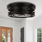 11 in. 2-Light Black Farmhouse Flush Mount with Drum Metal Cage Shade for Entryway Bedroom (2-Pack)