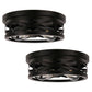 11 in. 2-Light Black Farmhouse Flush Mount with Drum Metal Cage Shade for Entryway Bedroom (2-Pack)