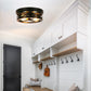 11 in. 2-Light Black Farmhouse Flush Mount with Drum Metal Cage Shade for Entryway Bedroom (2-Pack)