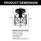 6 in. 1-Light Black Industrial Semi-Flush Mount Ceiling Light with Metal Cage Shade for Porch Hallway