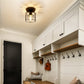6 in. 1-Light Black Industrial Semi-Flush Mount Ceiling Light with Metal Cage Shade for Porch Hallway