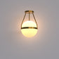 YANSUN 1-Light Gold Mid Century Modern Globe Semi Flush Mount Ceiling Light with White Frosted Glass Shade for Living Room Dinning Room
