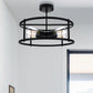 17 in. 4-Light Black Industria Caged Drum Ceiling Semi-Flush Mount Light for Kitchen Island Dining Room