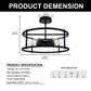 YANSUN 17 in. 4-Light Black Industria Caged Drum Ceiling Semi-Flush Mount Light for Kitchen Island Dining Room
