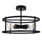 17 in. 4-Light Black Industria Caged Drum Ceiling Semi-Flush Mount Light for Kitchen Island Dining Room