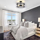 YANSUN 17 in. 4-Light Black Industria Caged Drum Ceiling Semi-Flush Mount Light for Kitchen Island Dining Room