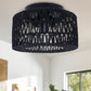 11.8 in. 3-Light Black Rattan Flush Mount Ceiling Light with Hand-Woven Cage Shaded for Hallway Bedroom