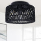 11.8 in. 3-Light Black Rattan Flush Mount Ceiling Light with Hand-Woven Cage Shaded for Hallway Bedroom