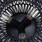 11.8 in. 3-Light Black Rattan Flush Mount Ceiling Light with Hand-Woven Cage Shaded for Hallway Bedroom
