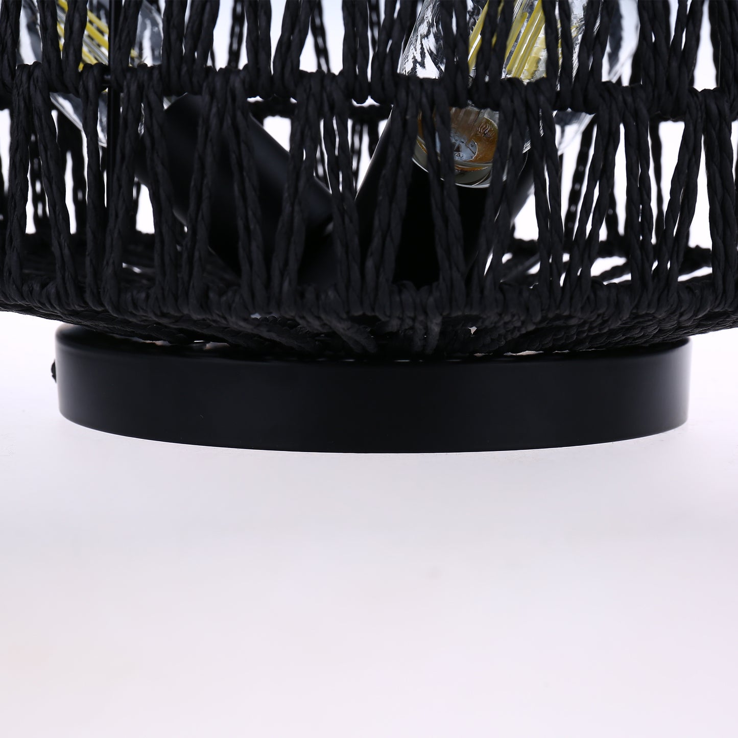 11.8 in. 3-Light Black Rattan Flush Mount Ceiling Light with Hand-Woven Cage Shaded for Hallway Bedroom