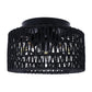11.8 in. 3-Light Black Rattan Flush Mount Ceiling Light with Hand-Woven Cage Shaded for Hallway Bedroom