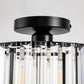 10 in. 1-Light Black Modern Semi-Flush Mount with Crystal Shade and No Bulbs Included