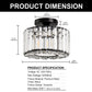 10 in. 1-Light Black Modern Semi-Flush Mount with Crystal Shade and No Bulbs Included