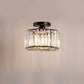 10 in. 1-Light Black Modern Semi-Flush Mount with Crystal Shade and No Bulbs Included